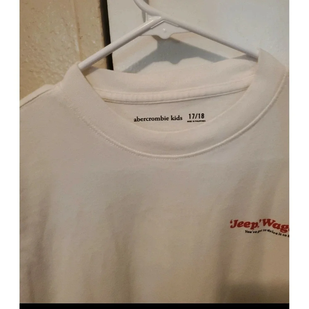 Retro Abercrombie Kids Jeep Wagoneer Long Sleeve Graphic Tee Shirt White Size